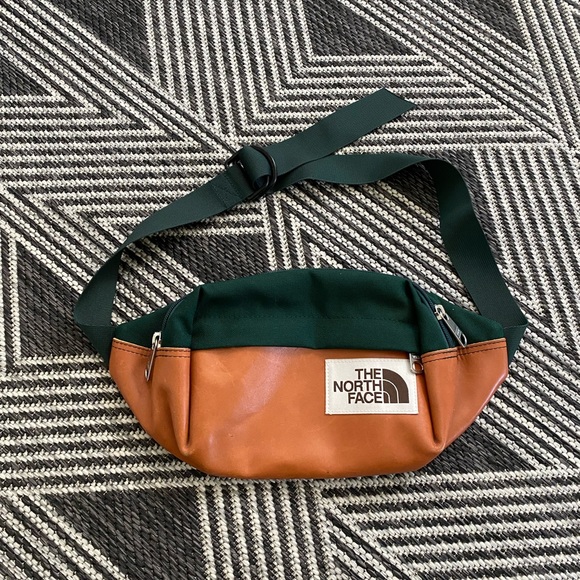 The North Face Fanny Pack hip pack crossbody bag brown label leather cordura - Picture 6 of 11